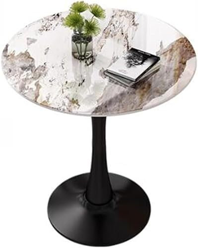 GYDUHYE Moderner Büroschreibtisch aus gesintertem Stein, Marmorplatte, mit Metallbeinen, Wohnzimmermöbel, Dekoration, Küche, Esstisch, Tulpe, rund, 60/70/80 cm (Größe: 70 cm, Farbe: A)