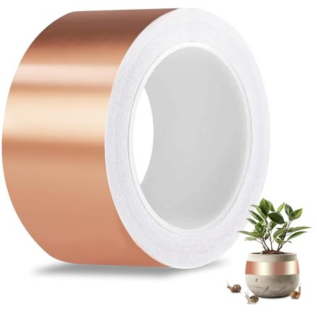 EvcgoX Kupferband Gegen Schnecken, 50mm x 20m Schneckenabwehr Schneckenschutz für Hochbeet Pflanzen, Schneckenband Kupferfolienband Selbstklebend, Schneckenzaun Kupferklebeband Anti Schnecken