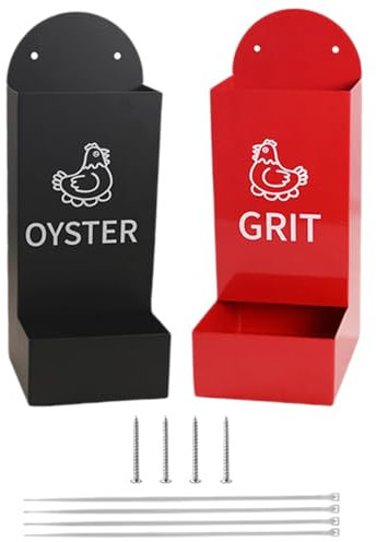 Oyster Shell Feeder for Chickens - Pack of 2 Metal Chicken Feeder - Outside Waterer, Snack Bowl, Pet Feeding Equipment for Hens Ducks Birds and Goats