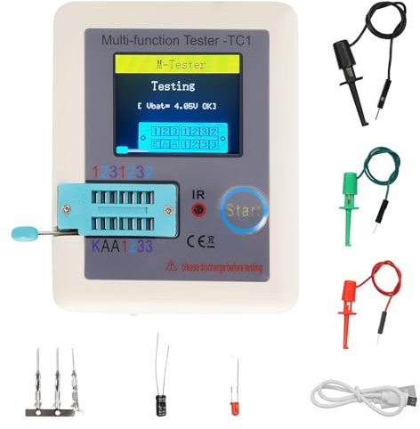 LCR-TC1 Tester Transistor AYWHP LCR-TC1 Tester per condensatori LCR meter con display a colori da 1,8'' per diodi triodi Condensatore ESR NPN PNP MOSFET
