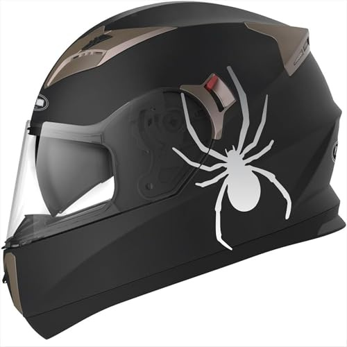 Decalart Set mit 2 Aufklebern (2 Stück) für Tank Chopper Bobber Motorrad Auto Helm Spinne Spider-Aufkleber für einen tollen Helm Code L127 (090 Silber)