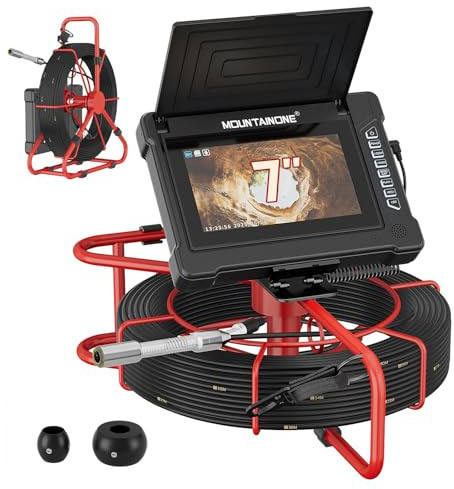 Rohrkamera mit 30M, Inspektionskamera mit DVR Recorder & Audio, 5MM Kabel mit Meter-Markierung Kanalkamera, Wasserdichtes IP68 7 Zoll IPS Monitor Endoskopkamera mit Licht, 32 GB TF-Karte (18MM-30M)