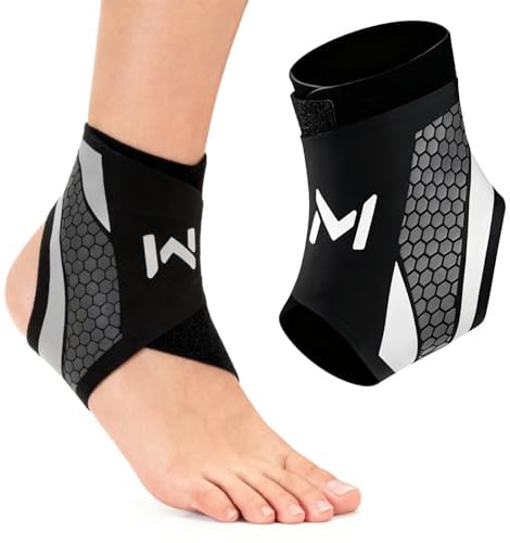 Sprunggelenkbandage & Knöchelbandage, Einstellbare und Flexible Fußgelenk Bandage für Sport, Fußball, Laufen - Verstellbare Kompressionsmanschette mit Gummizug gegen Umknicken Unisex (1-schwarz)