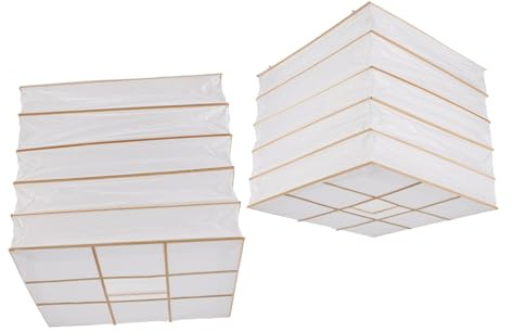 SHINEOFI Suspendre Papier de Riz Pliable, Abat-jour Carré en Papier Blanc, Décoratif, 2 Pièces, Style Nordique, pour Salons et Salles à Manger