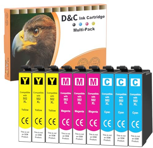 D&C Druckerpatronen Ersatz für Epson 502XL Multipack Tintenpatronen Kompatible für Epson Expression Home XP-5100 XP-5150 XP-5105 XP-5155 XP-5115, Workforce WF-2860 WF-2865 WF-2880 WF-2885 (9er-Pack)