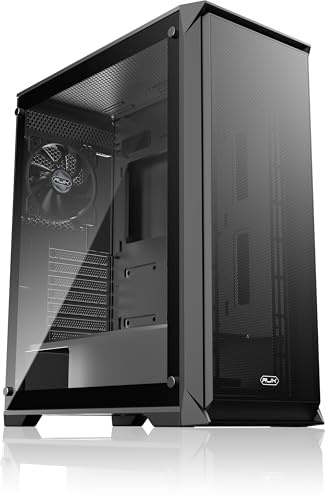 RAIJINTEK Arcadia 41 Schwarz, Mid-Tower PC-Gehäuse, Minimalistisches Design mit Tempered Glass, 120-mm-Rücklüfter vorinstalliert, Hoher Airflow für leise & saubere Gaming-Builds, ATX-Support