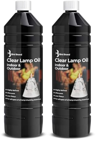 Quebec Clear Lamp Oil 2 x 1L – Clean Burning for Indoor & Outdoor Oil Lamps, Lanterns & Torches, Odorless Formula