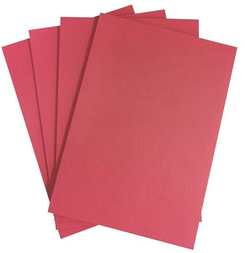 Noti Premium A4 Red 270gsm, Leathergrain Comb Binding Cover, Cardstock for Crafting, Card Making, Scrapbooking (Pack of 100)