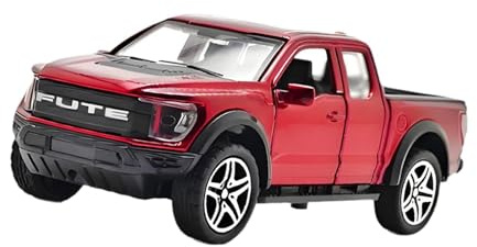 KiBcsLic Pickup-Truck im Maßstab 1:36, Rückziehfahrzeug, Spielzeugauto-Modell aus Metallguss für, Rot
