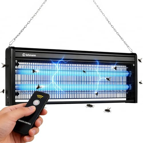 LEHMANN Lampada Antizanzare Elettrico, 40W Zanzariera Elettrica contro Insetti, Zanzare e Mosche senza Prodotti Chimici, Controllo Remoto con Telecomando, Silenziosa, Lampada Zanzare fino 400 m²