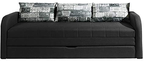 Mirjan24 Schlafsofa Rafael B, Sofa Couch mit Bettkasten und Schlaffunktion, Bettsofa Kissenmuster, Schlafcouch, Gästebett Schlafzimmer (Lux 08 + Foto Route 65)
