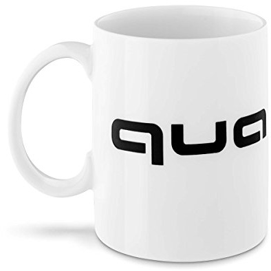 Audi 3291800700 Original Quattro Tasse Porzellantasse Kaffeetasse, weiß/schwarz