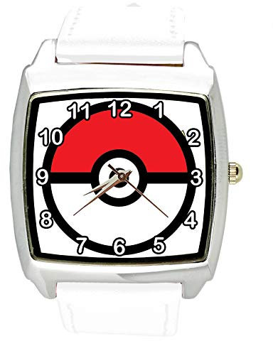 Quadratische Uhr aus weißem Leder für Taschenmonster-Fans
