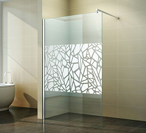 Duschwand Glas 10mm Sicherheitsglas - Begehbare Duschabtrennung Glaswand Easy Clean Nano Beschichtung - Walk - Duschwand Scherben 140 cm - ebenerdig - Duschtrennwand mit Edelstahl-Zubehör