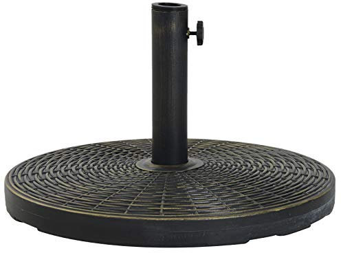Outsunny Base de Sombrilla Ajustable Φ53x40 cm Universal Pie de Parasol de Cemento Soporte de Sombrilla Redondo Estilo Retro HDPE Patio Jardín Playa