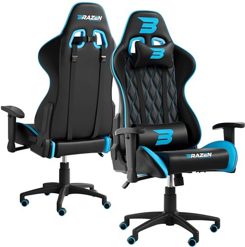 BraZen 18052 Phantom Elite PC Gaming Chair-Blue
