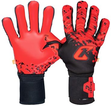 CATCH & KEEP Torwarthandschuhe Herren Splash Bloody Black Gr. 6 I Professionelle Torwarthandschuhe mit Fingerschutz, Daumenunterstützung & dickerer Handgelenksbandage