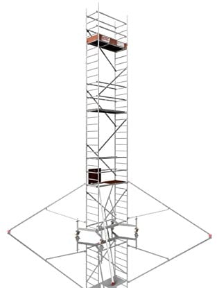 ALTEC Rollfix® 1.0 900 | 9m AH | Rollen (Ø150mm) | teleskopierbare Traverse | Dreieckausleger | Made in Germany | TÜV | belastbar 200kg/m² | Alu | Norm - DIN EN 1004-1 | Baugerüst | Fahrgerüst