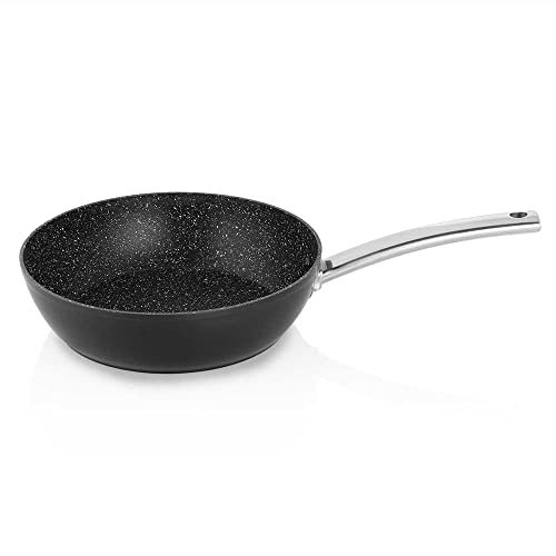ORBEGOZO 17403 SARTEN Honda Aluminio Forjado 32 CM. Recubrimiento Piedra Antiadherente. Mango Acero INOX SFH 9532, Negro