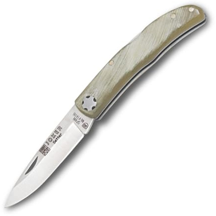 Joker Taschenmesser Setter NA111, mit Stierhorngriff, 6,5 cm Klinge, Angelgerät, Jagd, Camping und Wandern
