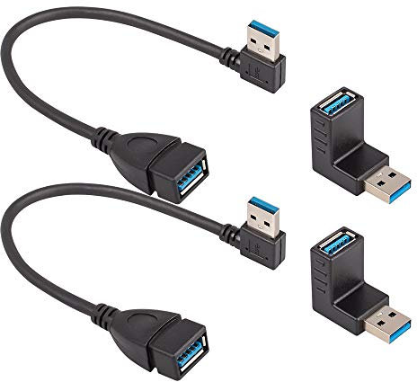YuCool USB 3.0 Adapter and USB 3.0 Extension Cable, Left and Right Angle Extension Data Cable and Vertical Up and Down Angle Coupler Connector