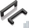 PinLin 25 Pack Cabinet Handle Hole Center 96mm Flat Black Kitchen Door Handles Stainless Steel Drawer Pulls Square T Bar Cupboard Handles with Screws