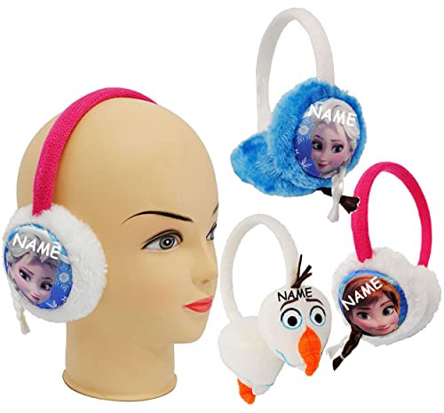 1 Stück Ohrenschützer - Frozen - die Eiskönigin - Olaf - incl. Name - aus Plüsch - universal verstellbar/Einheitsgröße - für Kinder/Mädchen & Jungen..