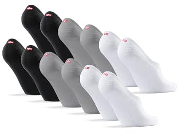 DANISH ENDURANCE Pinkies en Bambú, Transpirables, Calcetines Invisibles Mujer y Hombre, 6 Pack, Multicolor (2x Blanco, 2x Gris, 2x Negro), 43-47