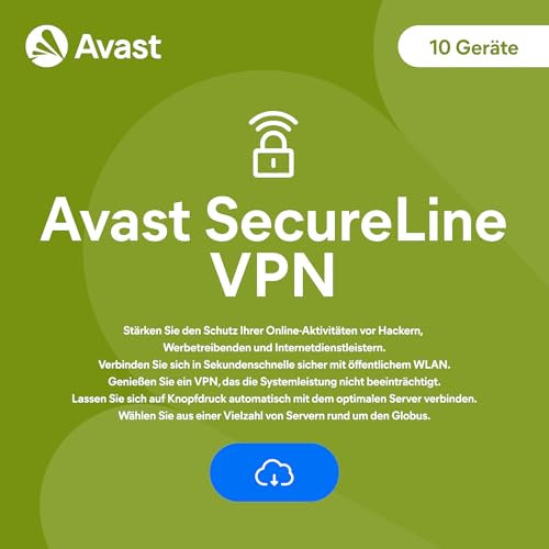 Avast SecureLine VPN 2025 | 10 Geräte | 1 Jahr | Aktivierungscode per Email
