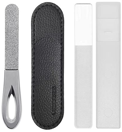 VOGARB Toe Nail Files for Thick Nails with Case 3.6'' Mini Thin Double Sided 180 Diamond Grits Emery Boards Easy Grinding Men Woman Salon Home Travel Silver (1 Pack(S))