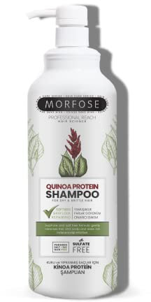 Morfose Quinoa Protein Hair Shampoo 500-1000 ml – Reparierendes Shampoo mit pflanzlichem Quinoa-Protein – Für trockenes & strapaziertes Haar – Ohne Parabene, Salz & SLS (1000ml)