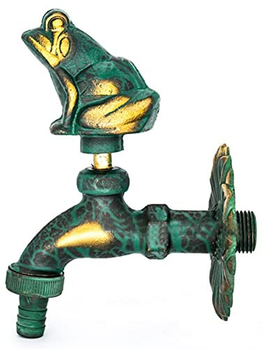 Garten Außenarmatur Antik Grün Frosch Griff Messing Einzel Kaltwasser Wasserhahn Wandhalterung Waschmaschine