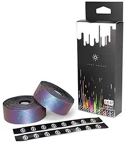 LIANYG Bike handlebar tape Road Bike Noctilucent Handlebar Tapes Light Reflective Dazzle Cycling Bar Tape MTB PU Leather Colorful Bicycle Fork Grip Tape 552 (Color : CX 87 Bar Tape)