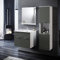 SONNI Ensemble de 3 meubles de salle de bain avec lavabo, meuble bas et miroir - Meuble de salle de bain avec armoire haute - 60 cm - Gris brillant - Pour petites salles de bains