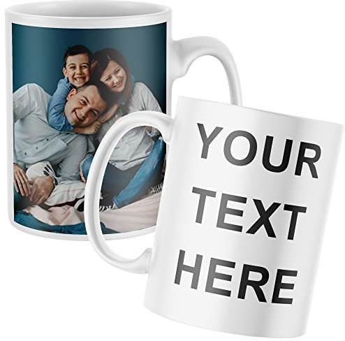 Purple Print House Personalised Mug With Photo And Text, Your Image Coffee Cup, Custom Picture And Text Printed On Both Sides, Tea Cup Birthday Gift For Men Women Kids, One Size, White