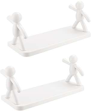 JYCRA Multifunktionales Wandregal, 2 Stück, kreatives Badezimmer-Wandregal, Küche, Kunststoff-Aufbewahrungsregal für Schlafzimmer, Badezimmer, Küche (weiß)