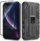 Btstring Case for iPhone XR 6.1 Inch and Screen Protector Tempered Glass, Heavy Duty Shockproof Tough Armour Case with Stand Protective Personalised Phone Cover - Black