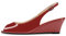 HDEUOLM Donna Medio Zeppa Tacco Heel Aperte sulla Punta Sandali Cinturino alla Caviglia Slingback Slip-on Fibbia Feste Classico Scarpe 5 CM Heels Borgogna Rosso Verniciata 37 EU