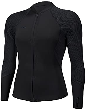 Women's Hyperfreak 2 mm Front Zip Wetsuit Jacket, Black/Black, 8