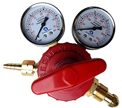 Gas Bottle Pressure Flow Regulator Dual Gauge Argon CO2 Oxygen Acetylene Welding (Acetylene Regulator)
