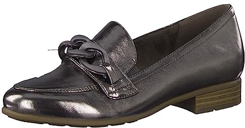 Jana Damen Loafer ohne Absatz Vegan Blockabsatz, Silber (Silber), 40 EU