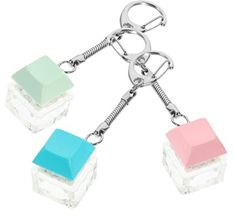 ORFOFE 3pcs Cute Keyboard Key Charm Pendant Acrylic Metal Keychain for Bag Desktop Decor
