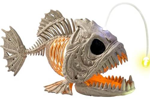 JOYIN 25,9 cm Skelettfisch Mit LED-Auge für Halloween-Dekoration, Friedhofsdekorationen, Gruselszene Drinnen/Draußen