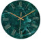 Foxtop Moderne Wanduhr Gehärtetem Glas 30 cm Marmor Design Geräuschlos Nicht tickend Dekorative Runde Uhr für Wohnzimmer, Schlafzimmer, Küche (Smaragd)
