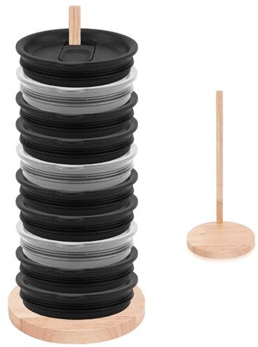 PEUTIER Organisateur Couvercle Gobelet, Conception Peu Encombrante Détachable Cup Lid Organizer en Bois Cup Lid Storage Rack pour Économiser de l'Espace dans Les Armoires de Cuisine et le Comptoir