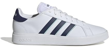 adidas Herren Grand Court Base 2.0 Shoes Schuhe, Cloud White/Dark Blue/semi Flash Aqua, 43 1/3 EU