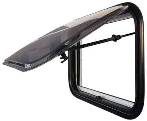 WDDEYYDS Fenster für Wohnmobil, Wohnwagen, Wohnmobil, Ausstellfenster, Aluminiumlegierung, abgerundete Acryl-Isolierverglasung mit Sonnenschutzvorhang, Einhandbedienung,1000-800