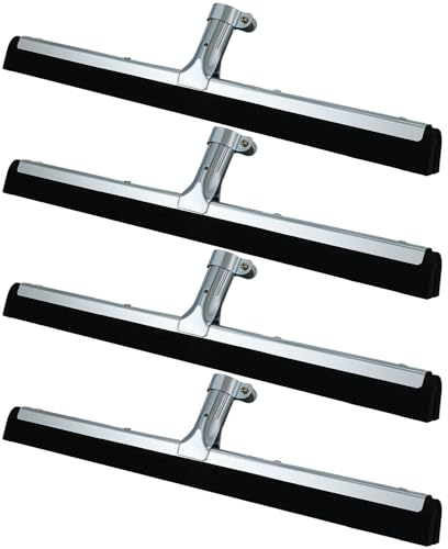 Lasnten 4pcs Double Foam Floor Squeegee for Concrete Industrial Floor Scrubber Stainless Steel Cleaning Squeegee with Rubber Heavy Duty Broom EVA Foam Blade for Garage Window Pool (18 Inch)
