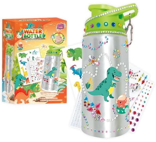 Fadcaer DIY Water Bottle Kids,Decorate Your Own Water Bottle Kids Travel Water Bottles Craft Kit Design Your Own Water Bottle,Decorate Water Bottles for Girls Boys Birthday Gift,500 ml (Green)