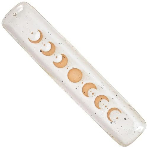 Something Different Élégant attrape-cendres en céramique Phase de lune - Parfait pour la décoration de la maison, l'aromathérapie, la grès, blanc et crème, 26,5 cm